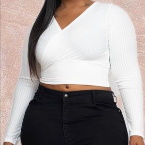 PlusSize Long Sleeve Crop Top